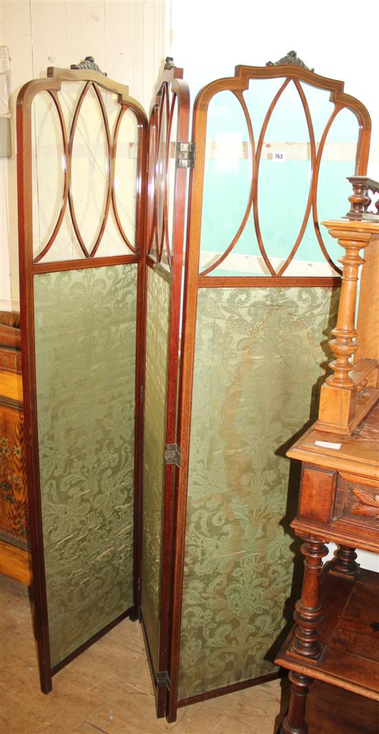 3 fold mahogany & glass screen